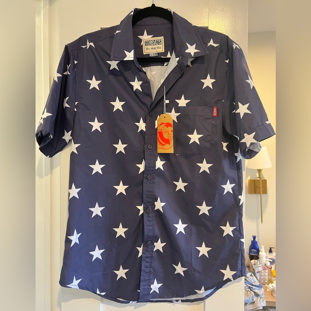 RSVLTS Dark Blue Shirt with White Star Design